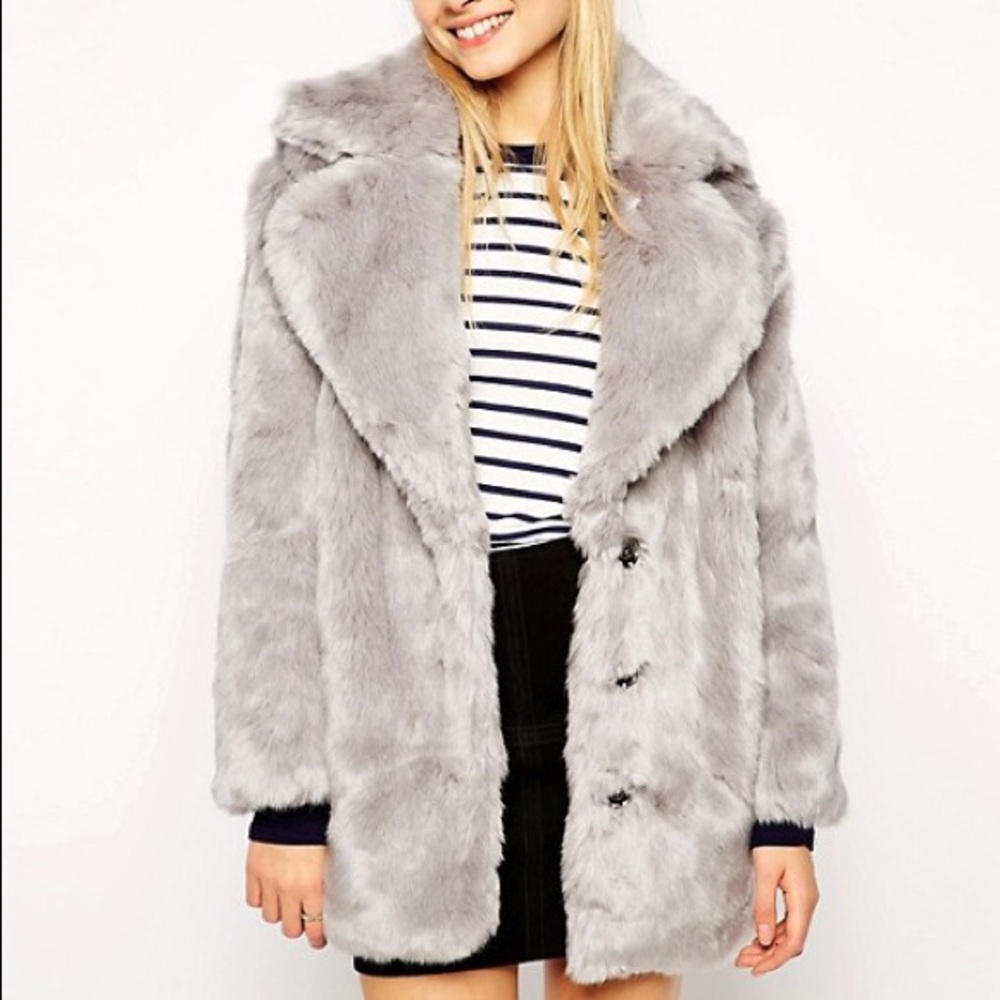 ASOS Silvery Lilac Faux Fur Coat